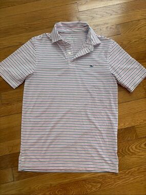 Vineyard Vines Performance Polo Shirt in White and Red XS Men